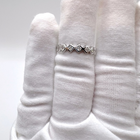 .925 Sterling Silver Rhodium Plated 4mm Cz Eternity Band - Picture 9 of 12